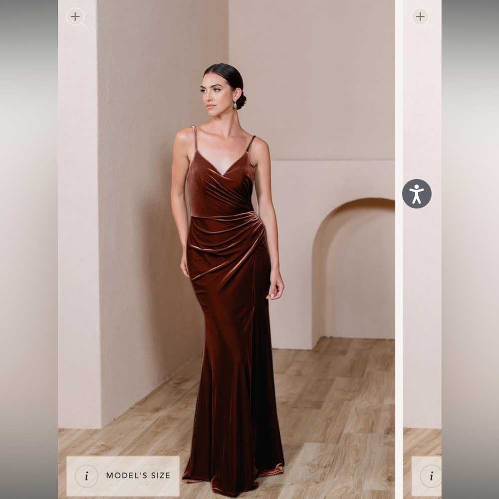 Revelry Rory Velvet dress; terracotta
